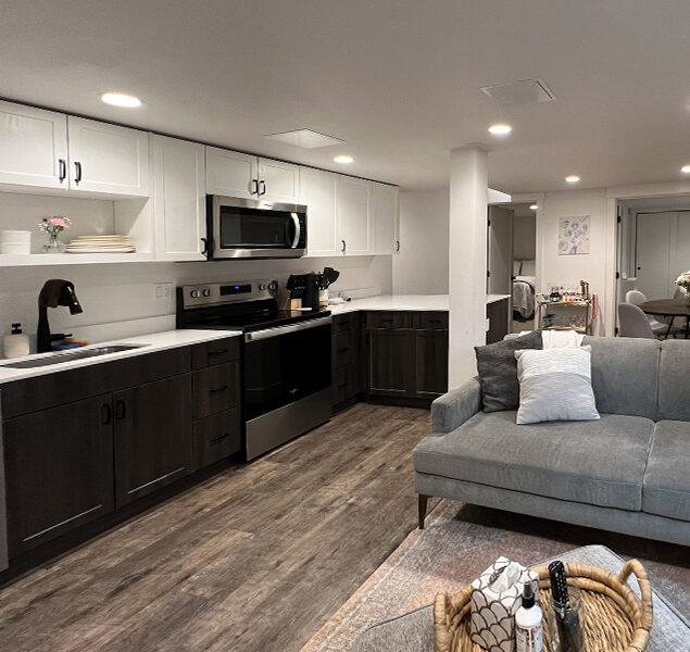 ADU kitchen and living room
