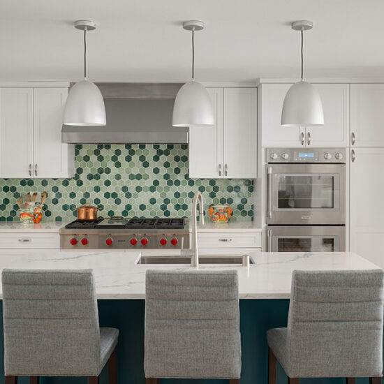 kitchen with hex tile backsplash